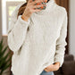 beige sherpa fleece pullover with high neck design
