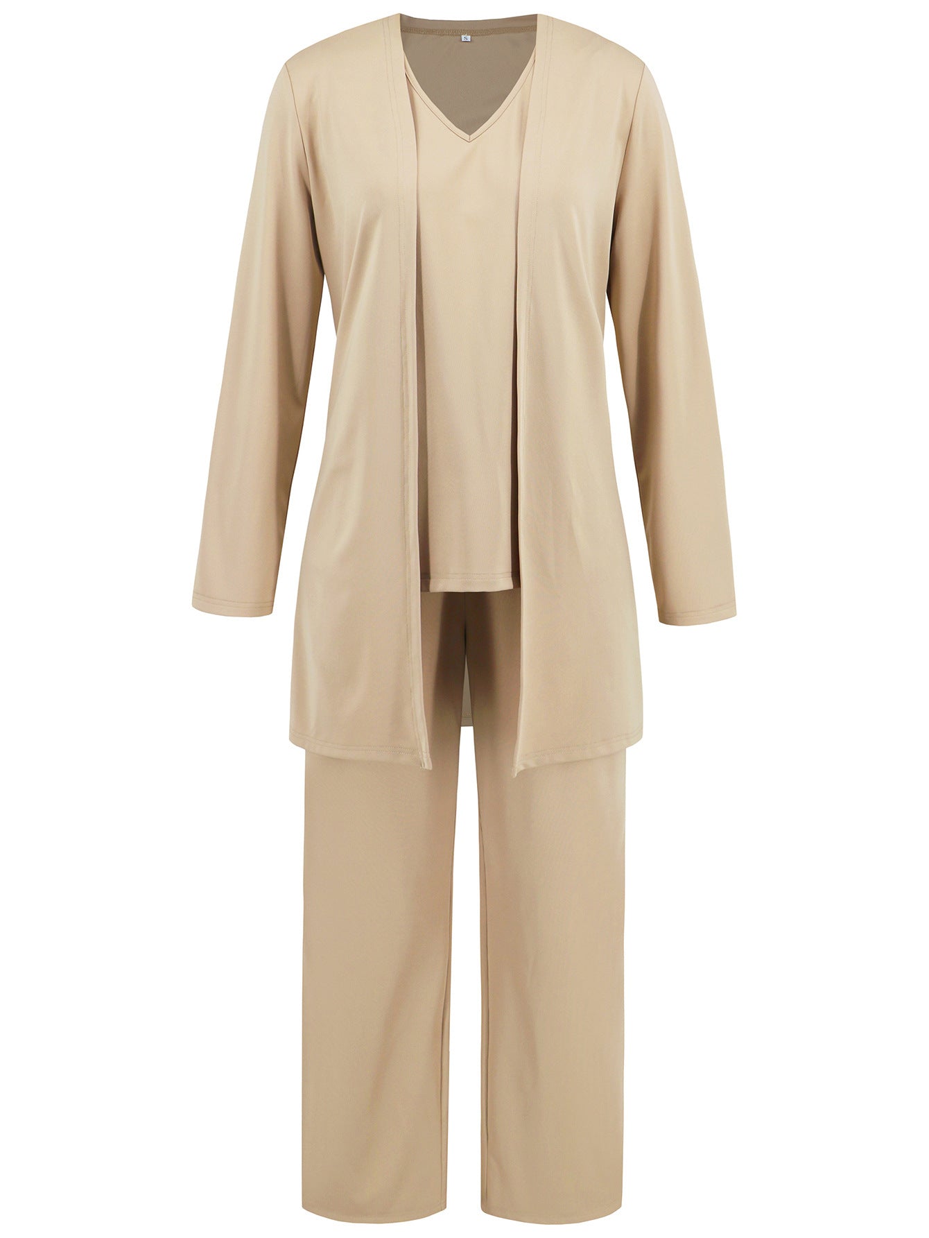 Soft beige pant suit set for women, with a flattering relaxed fit and flowy design
