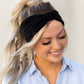 Black Corduroy Knotted Headwrap