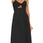 Black Cutout Smocked Sweetheart Neck Cami Dress