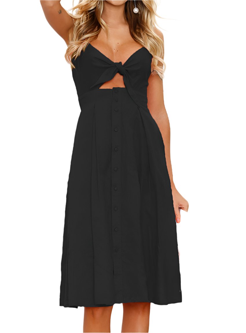 Black Cutout Smocked Sweetheart Neck Cami Dress