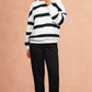 Comfortable two-piece black loungewear set with stripes
