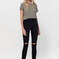 Super soft high-rise skinny jeans in black with knee distressing
