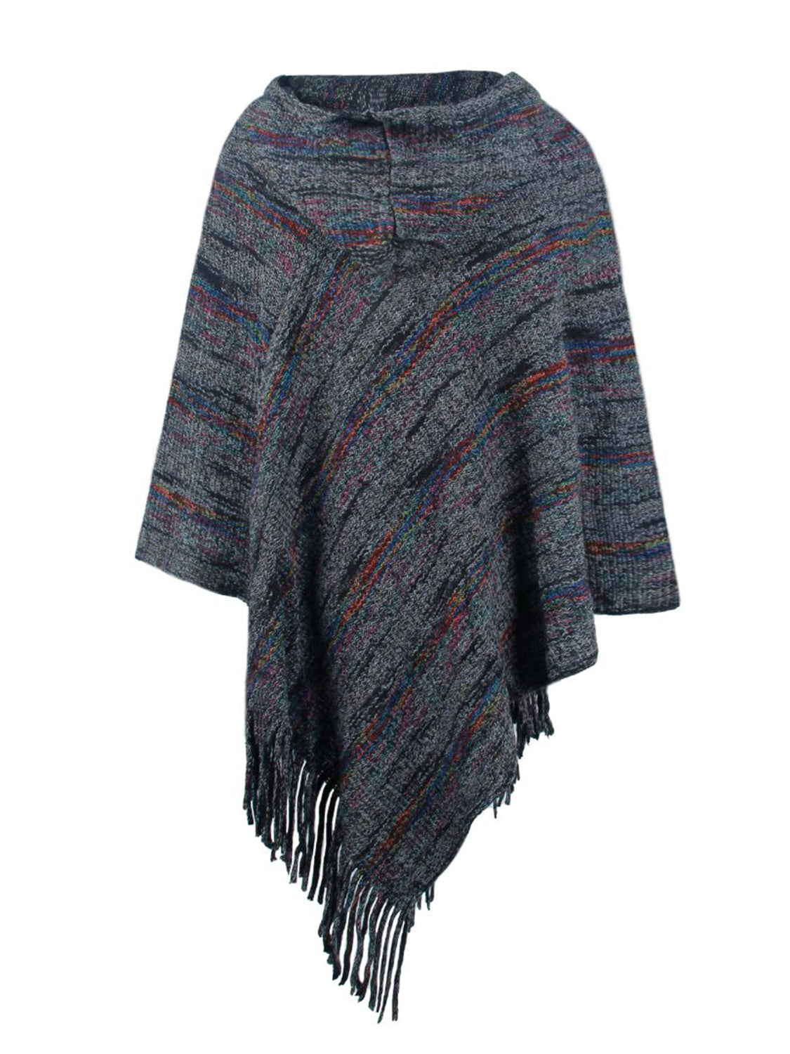 Cozy autumn poncho with multicolor knit
