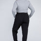 Plus-size ankle-length black jogger pants with a relaxed silhouette.
