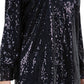 Detailed view of black sequin button up shirt dress