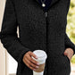 Black fleece sherpa jacket for women, ideal for winter layering and staying warm.
