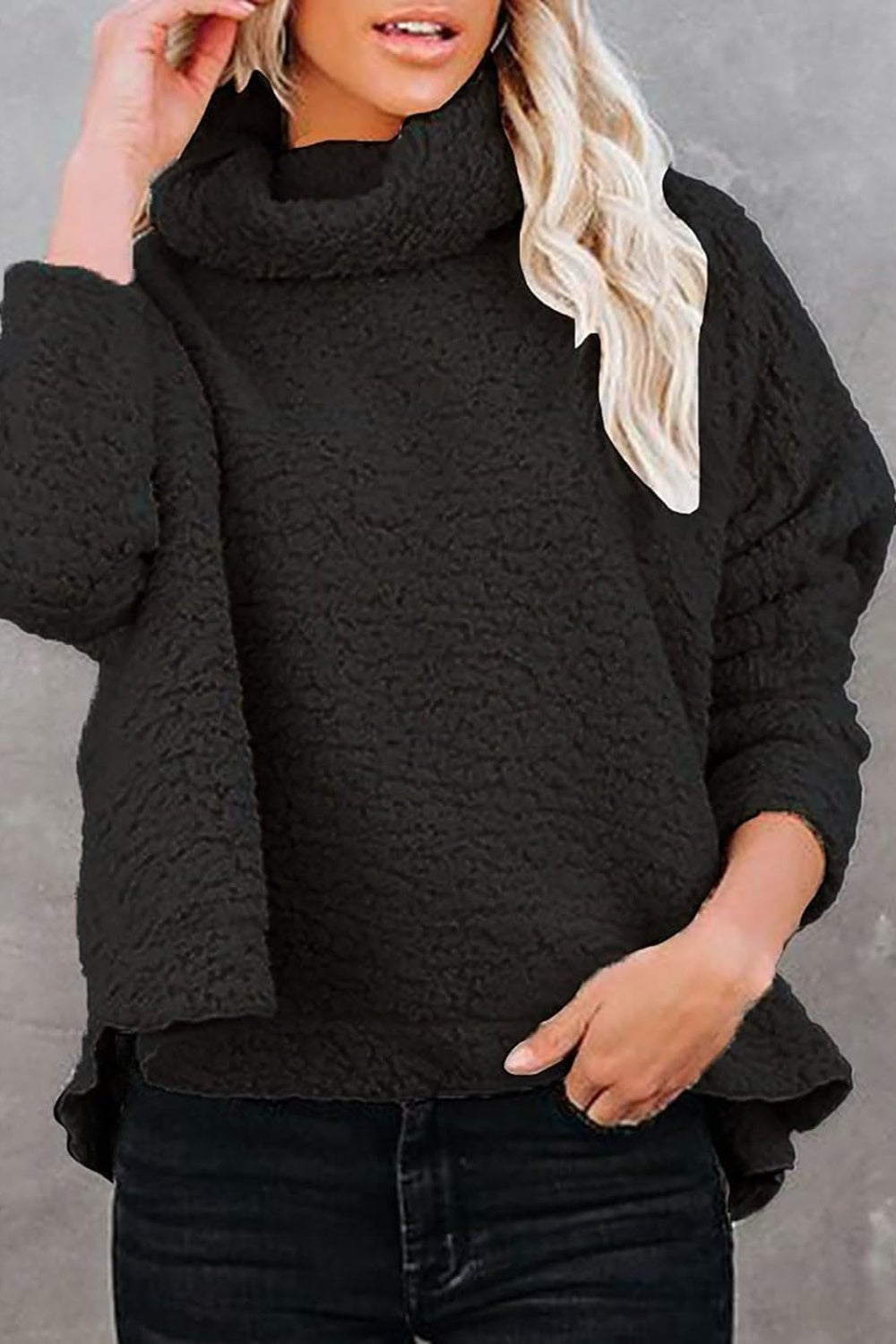 black sherpa turtleneck
