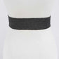 Stretchy black faux straw belt offering a comfortable and fashionable fit.
