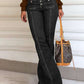 Stylish black flared denim trousers with high waist
