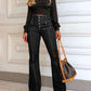 Trendy black high waist denim trousers for women
