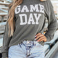 Football-themed pinstripe sweatshirt for women, ideal for game day events.