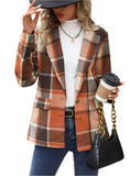 Plaid Button Down Lapel Collar Blazer