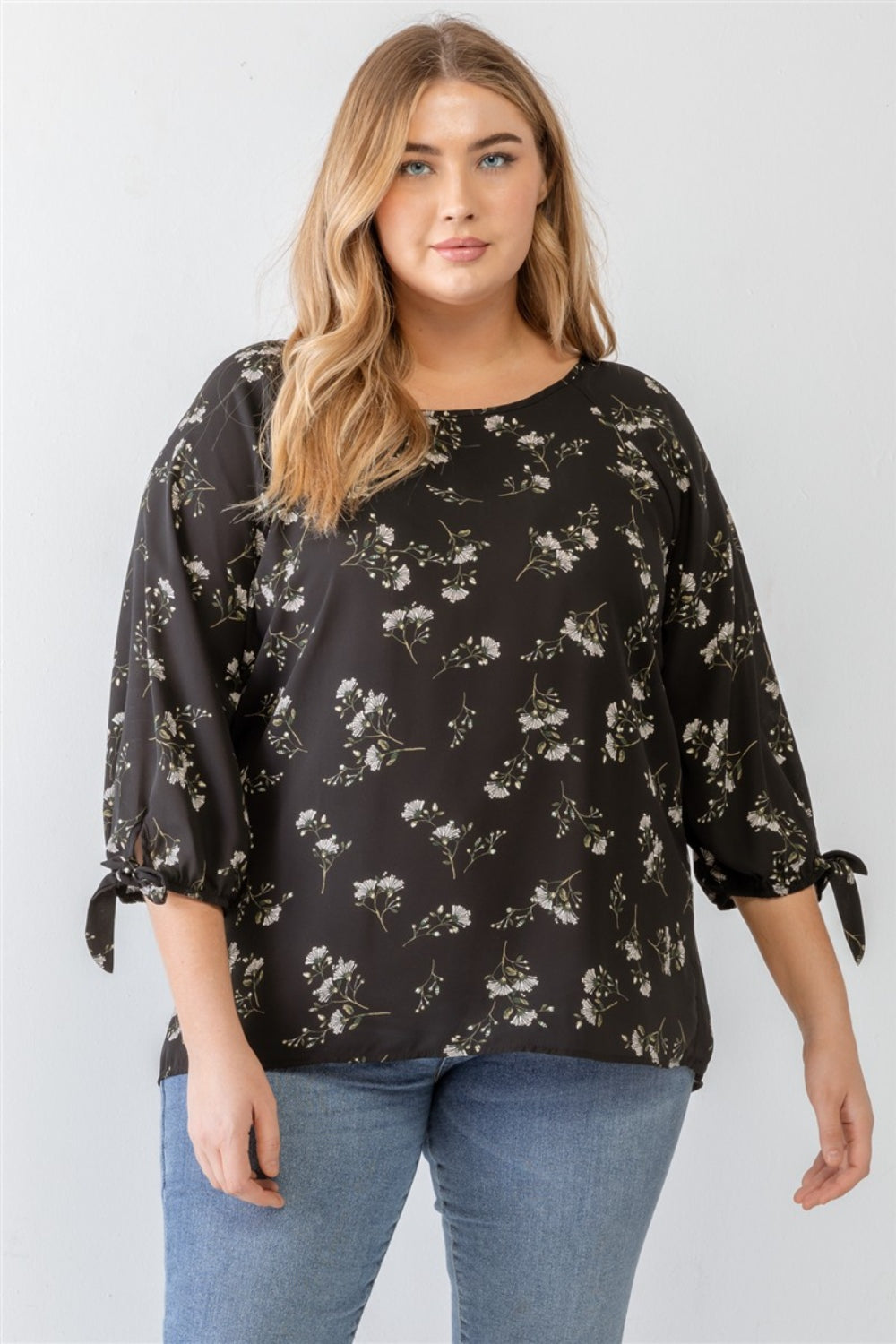 Floral Print Plus Size Black Blouse - Whimsical Appalachian Boutique