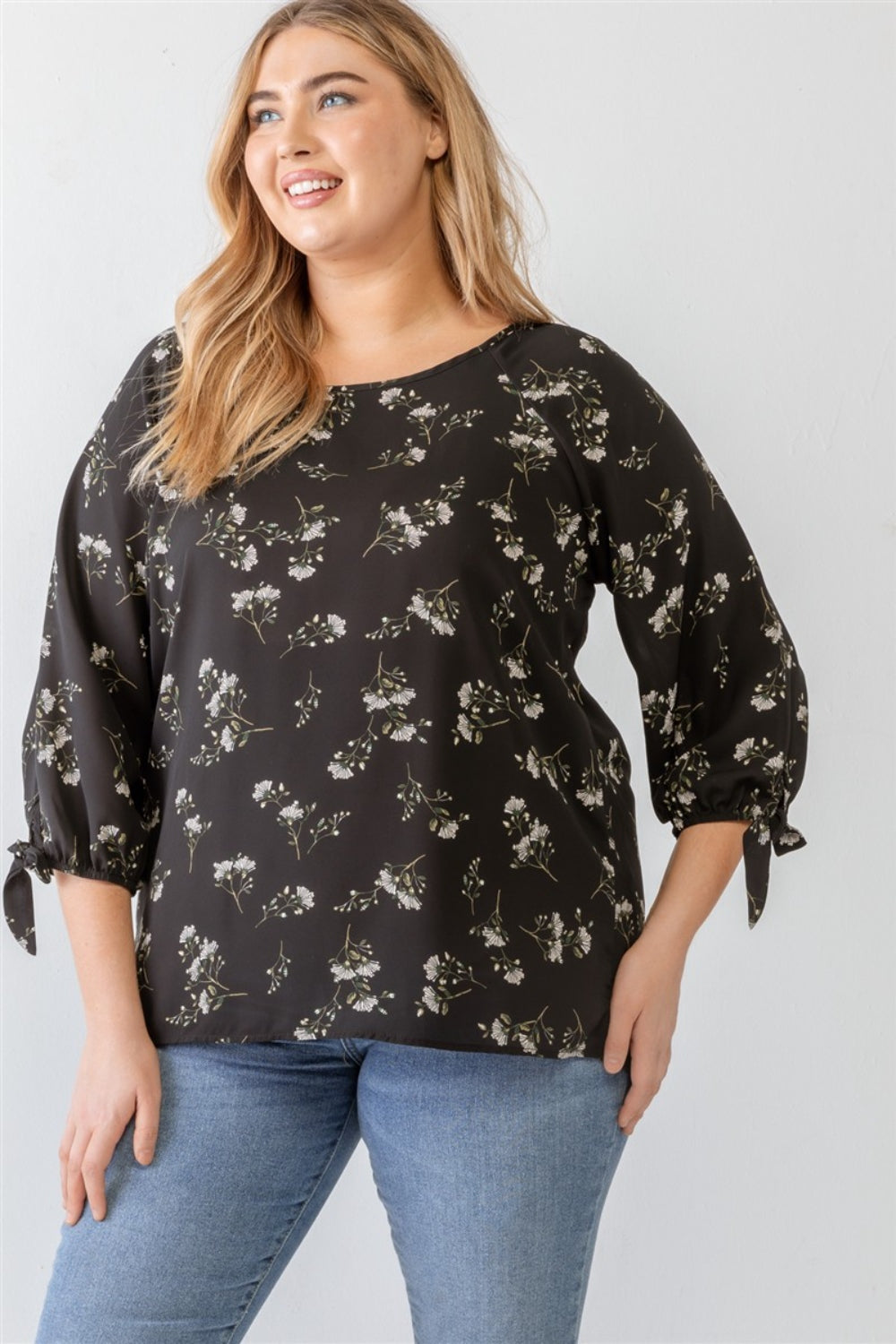 Floral Print Plus Size Black Blouse - Whimsical Appalachian Boutique