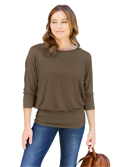 Basic Bae Round Neck Batwing Sleeve Top