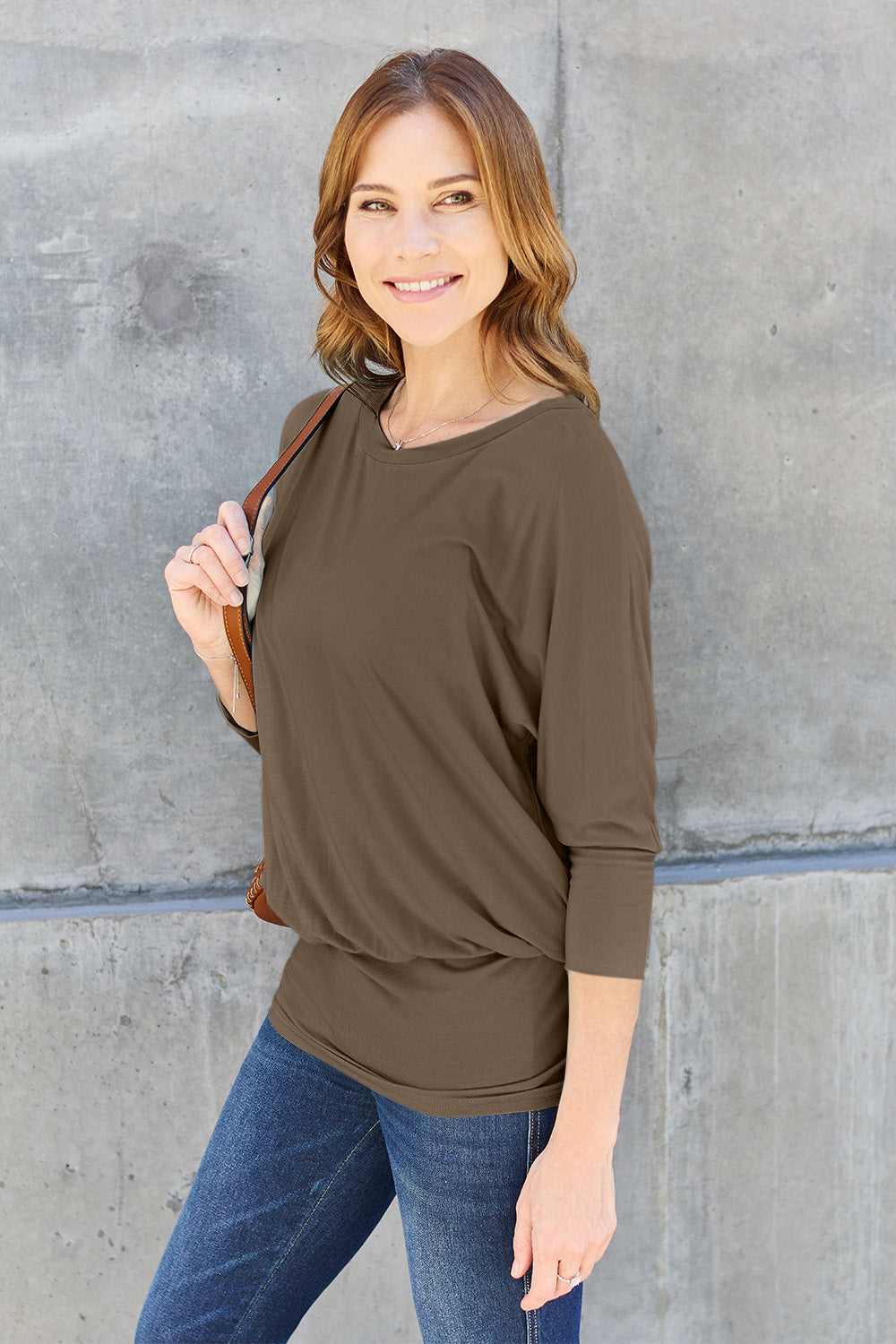 Basic Bae Round Neck Batwing Sleeve Top - Whimsical Appalachian Boutique