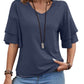 Casual V-Neck Flutter Sleeve Blouse