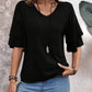 Casual V-Neck Flutter Sleeve Blouse - Whimsical Appalachian Boutique