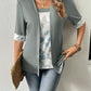 Gray Open-Front Floral Print Half Sleeve Top - Whimsical Appalachian Boutique