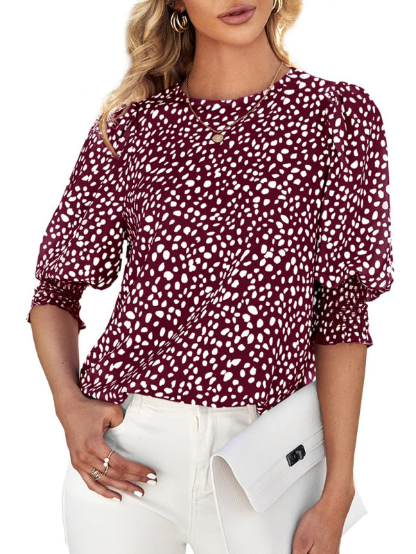 Short Sleeve Loose Printed Chiffon Shirt - Whimsical Appalachian Boutique