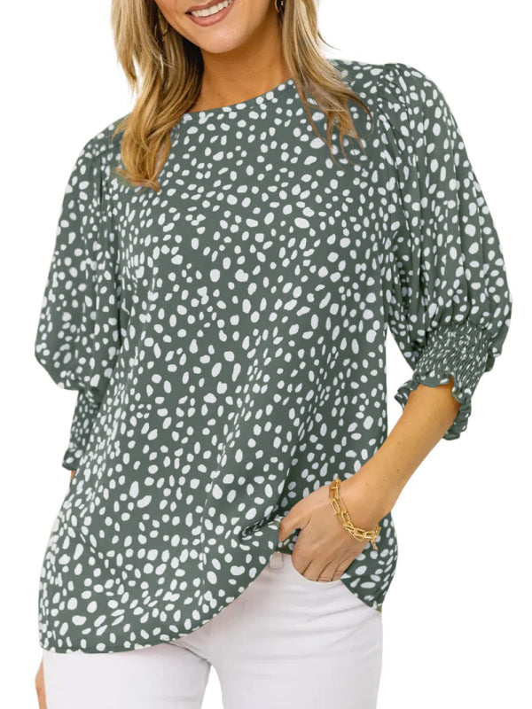 Short Sleeve Loose Printed Chiffon Shirt - Whimsical Appalachian Boutique