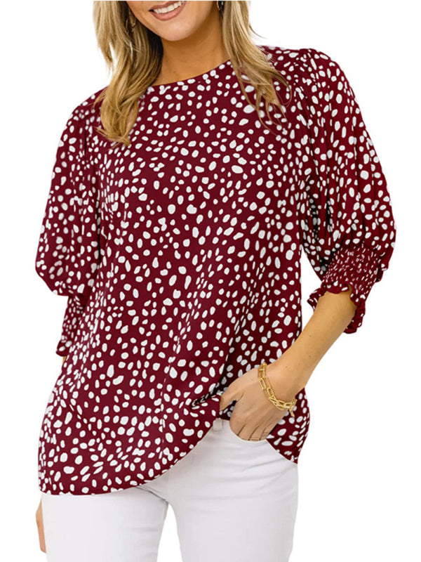 Short Sleeve Loose Printed Chiffon Shirt - Whimsical Appalachian Boutique