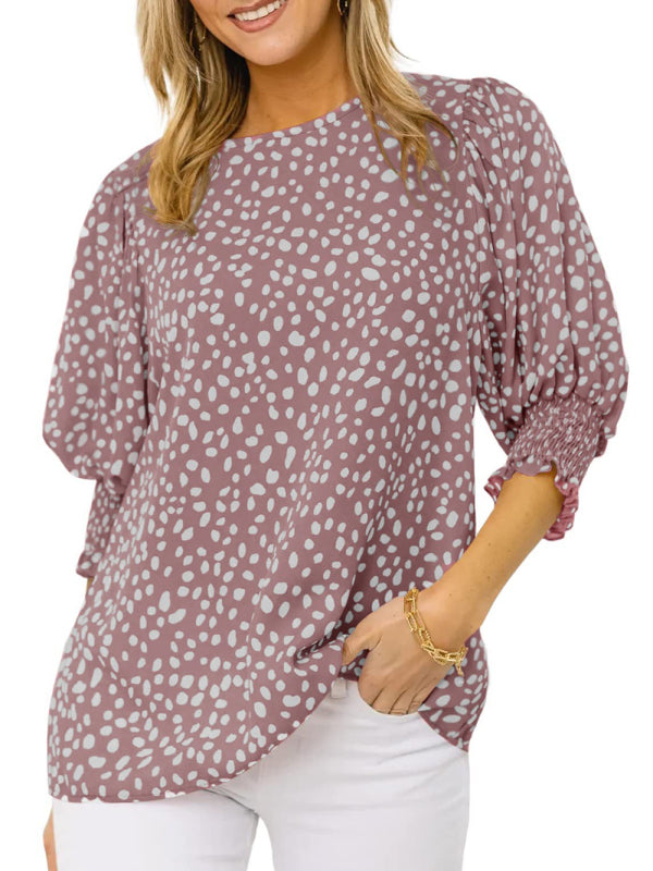 Short Sleeve Loose Printed Chiffon Shirt - Whimsical Appalachian Boutique