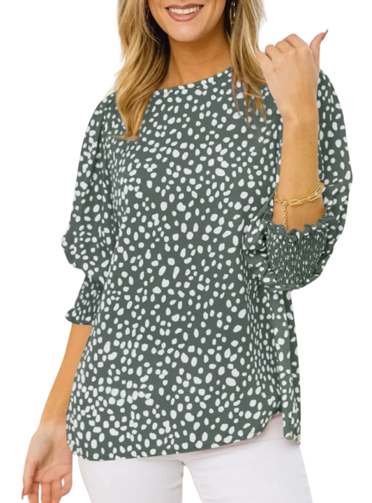 Short Sleeve Loose Printed Chiffon Shirt - Whimsical Appalachian Boutique