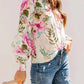 Floral Button Down Lantern Sleeve Shirt