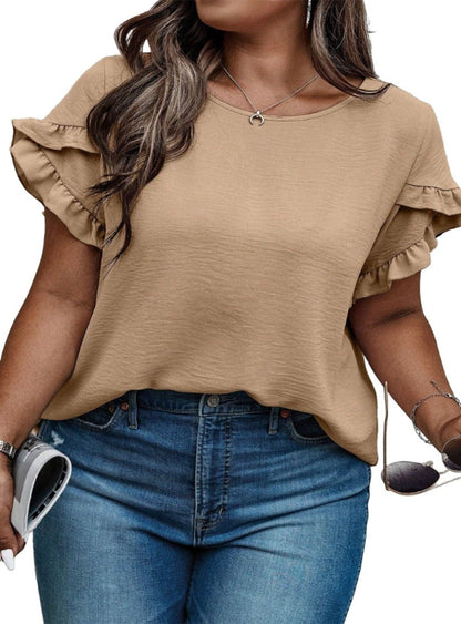 Plus Size Ruffled Petal Sleeve Top - Whimsical Appalachian Boutique