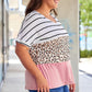 Plus Size Striped Leopard Half Sleeve T-Shirt - Whimsical Appalachian Boutique