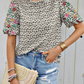 High Neck Printed Embroidered Shirt - Whimsical Appalachian Boutique