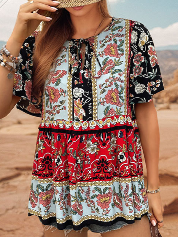 Bohemian Printed Women's Blouse - Whimsical Appalachian Boutique