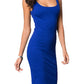 Blue bodycon dress, ideal for both casual and formal events.
