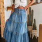 Bohemian self-design skirt with layered look
