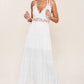 Boho Chic Flowy Whimsical White Maxi Dress w/ Lace Detailing