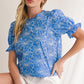 Boho Eyelet Puff Sleeve Floral Blouse - Whimsical Boutique - Appalachian Style