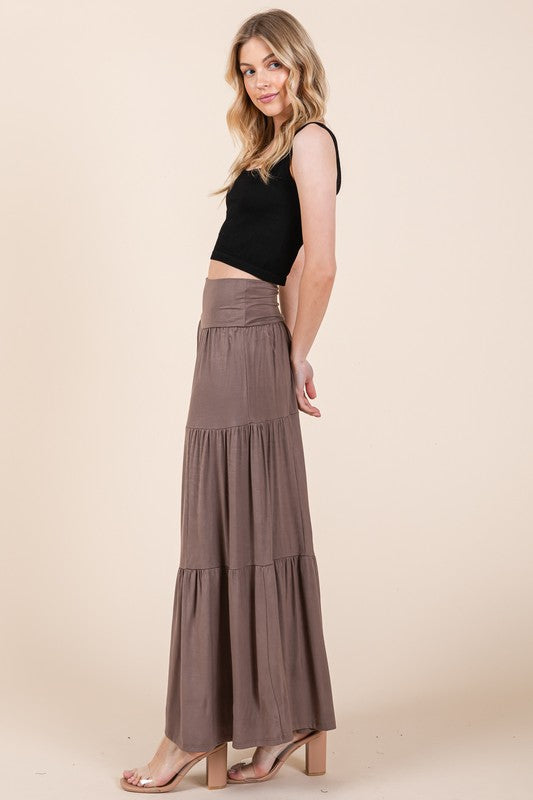 Women’s boho-style maxi skirt made in the USA.
