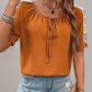 Boho Tie-Front Embroidered Sleeve Peasant Top - Appalachian Fashion - Bohemian Aesthetic