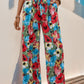 Bold floral print wide-leg pants for casual outings and vacations
