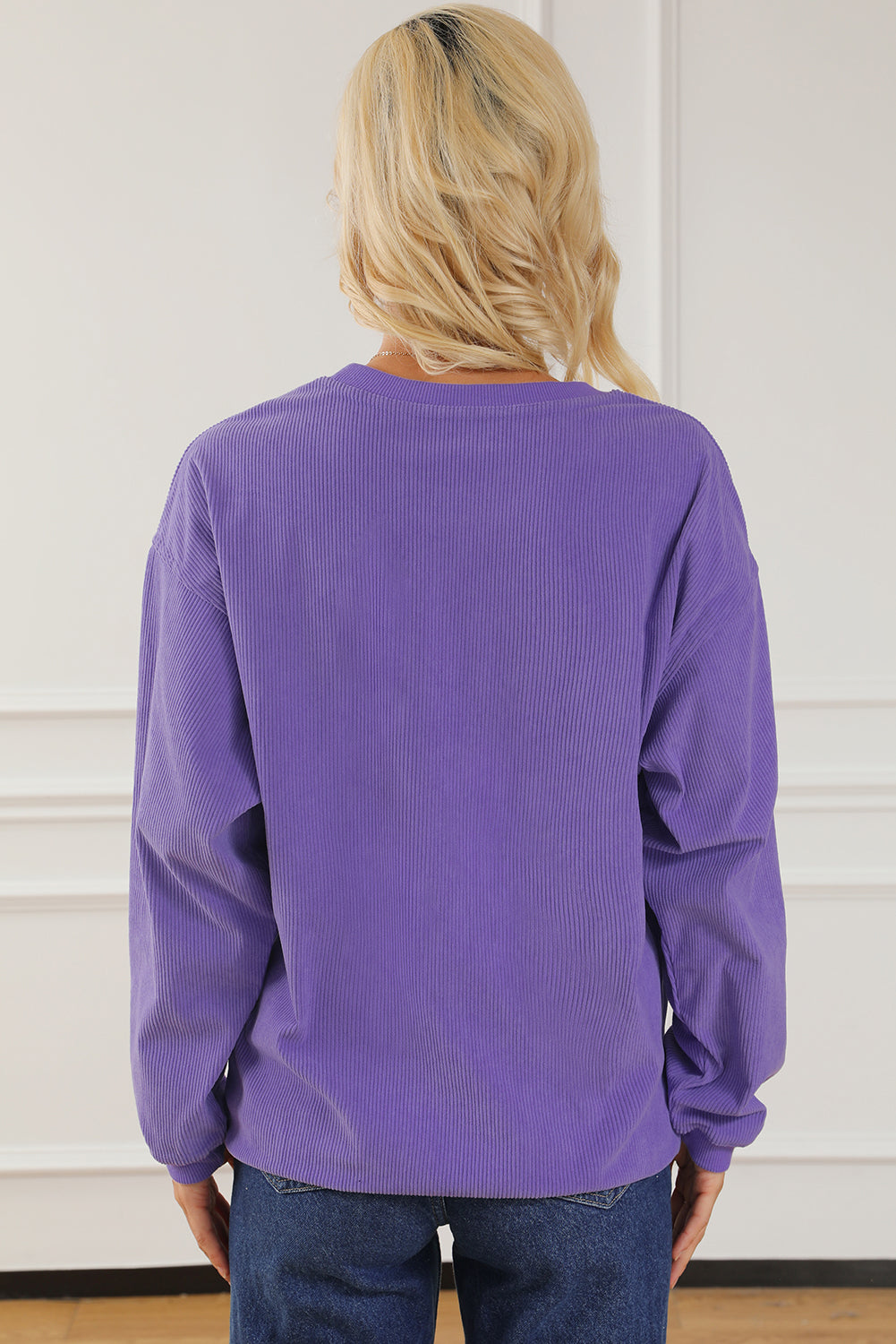 Relaxed fit lavender pullover with a playful "MAMA" graphic