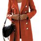 Bright orange woolen coat with classic double-breasted buttons and modern style.
