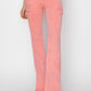 Trendy pink cargo jeans with a bootcut style, front view