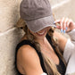 Casual brown washed cotton cap for everyday wear
