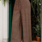 Women's relaxed-fit brown smocked waist pants
