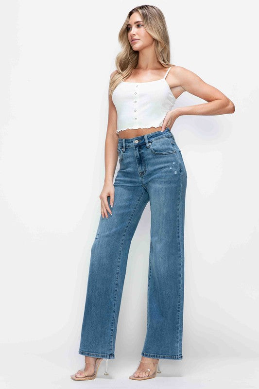 Bytos | High Rise Wide Leg Jeans with Pockets