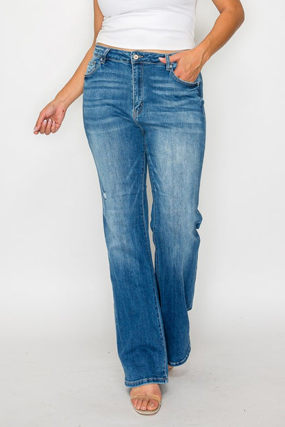 Bytos | Distressed High Rise Jeans with Pockets | Plus Size