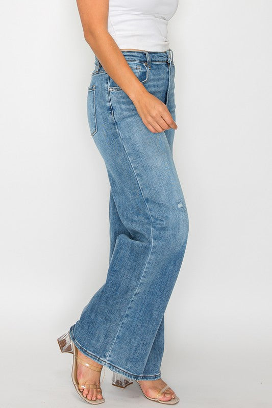 Bytos | High Rise Wide Leg Jeans with Pockets | Plus Size