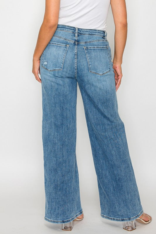 Bytos | High Rise Wide Leg Jeans with Pockets | Plus Size